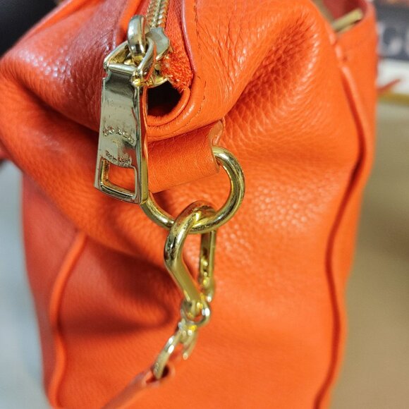 Coach Red Satchel Crossbody Bag Colette Cardinal Pebbled Leather Gold Hardware - Picture 13 of 16